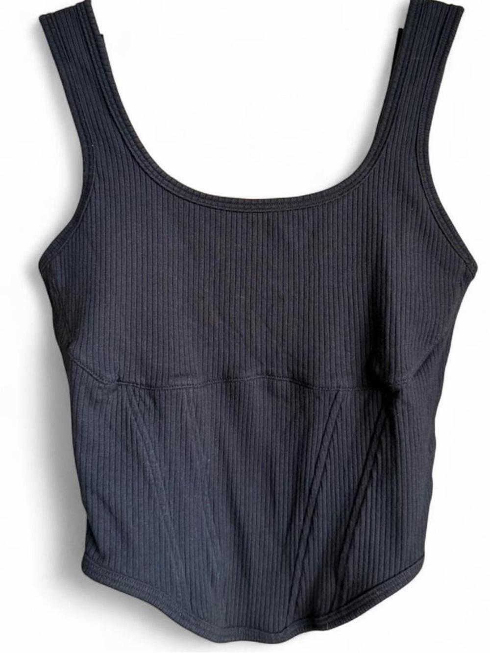 PINK Women's Black Ribbed Tank Top - Classic Scoop Neck